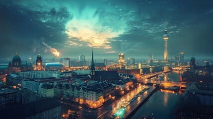 mache ein futuristisches Bild von Berlin 