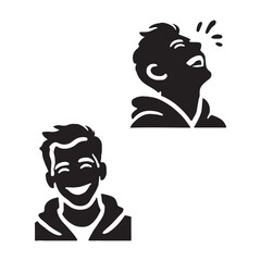 Creative bundle of smiling man silhouette digital art for unique and engaging design concepts - man smiling vector set - man smile illustrations set
