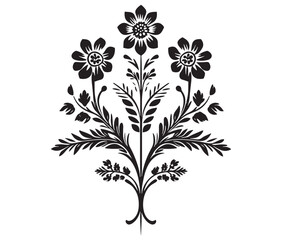 Abstract floral ornament, Silhouette mandala flower, Abstract floral design