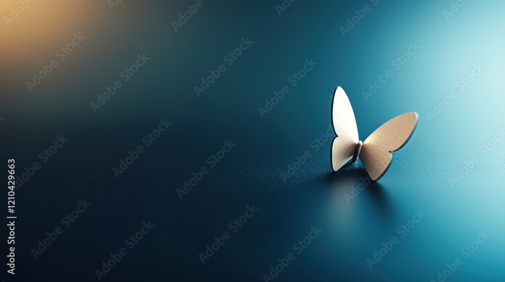 Poster digital transformation action with symbolic butterfly on blue background abstract concept minimalist