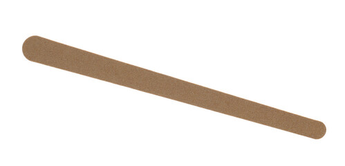 Brown nail file for manicure and pedicure, cosmetic emery board for women isolated on white 
