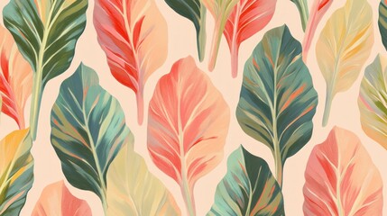Pastel-colored leaves pattern background.