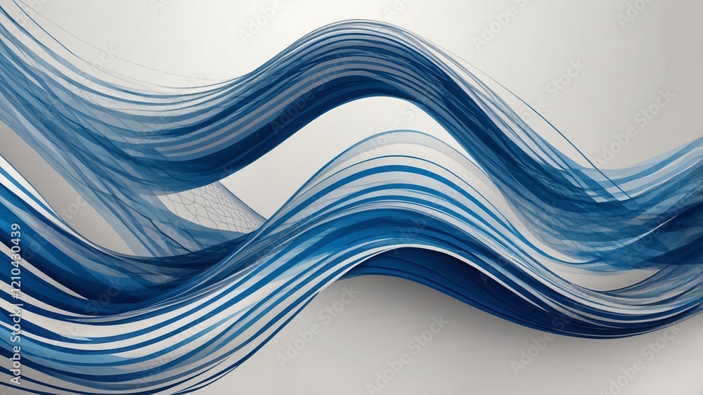 Poster flowing blue lines create a dynamic visual effect, symbolizing movement and fluidity in modern desig