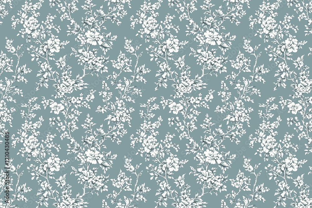 Poster floral toile tapestry pattern. vintage botanical wallpaper pattern. background image. created with g