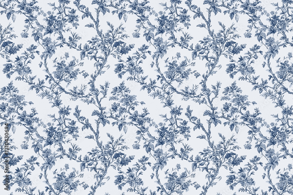 Poster floral toile tapestry pattern. vintage botanical wallpaper pattern. background image. created with g