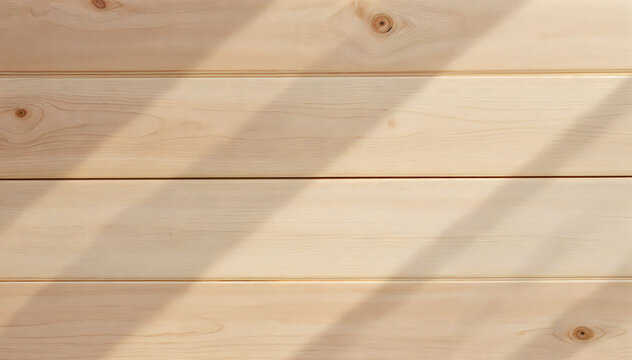 wood texture with diagonal shadows. The wood planks are aligned horizontally and lit with a soft sunlight