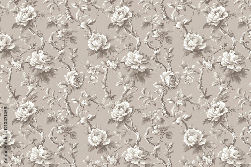 Poster floral toile tapestry pattern. vintage botanical wallpaper pattern. background image. created with g