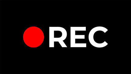 Rec icon camera video Red dot. recording sign vector illustration