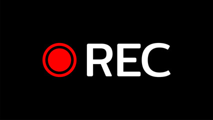 Rec icon camera video Red dot. recording sign vector illustration