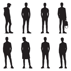 Modern set of standing man silhouette digital art crafted with precision for versatile design use - man standing vector set - man standing illustrations set
