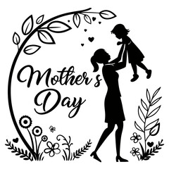 Mather's Day vector silhouette black design white background