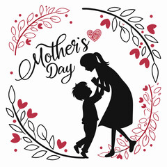 Mather's Day vector silhouette black design white background