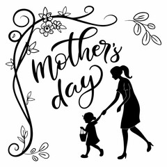 Mather's Day vector silhouette black design white background