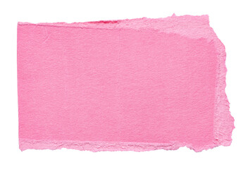 Isolated cut out torn piece of blank pink paper note cardboard with texture and copy space for...
