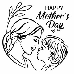 Mather's Day vector silhouette black design white background