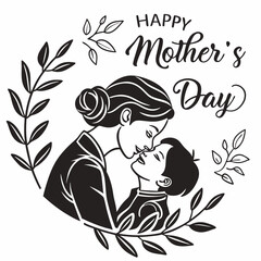 Mather's Day vector silhouette black design white background