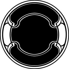 Stylish black and white circular design with bold lines, ideal for logos, t-shirt graphics, or as an additional graphic element in creative designs.