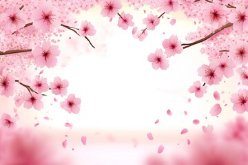Fototapeta premium Delicate cherry blossoms in full bloom create a serene and vibrant spring backdrop, perfect for celebrations or artistic displays. The soft colors enhance the atmosphere