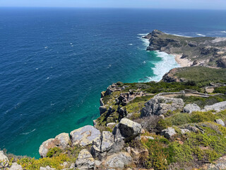 Diaz beach at Cape point aerial view, Cape of Good hope, South Africa