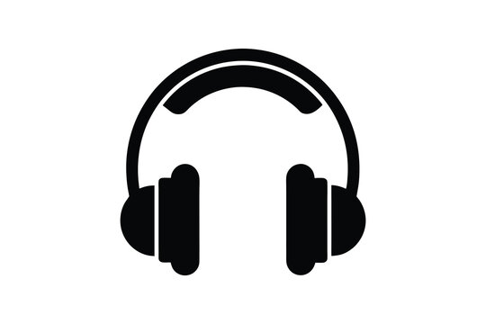 Headphones icon isolated on white background, audio device  