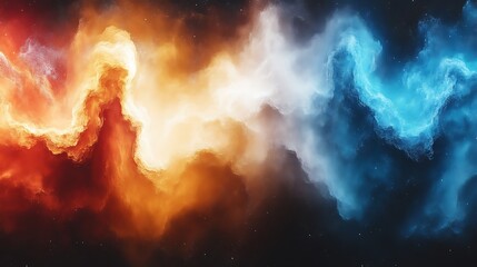 Abstract Cosmic Nebula Fire and Ice Fusion
