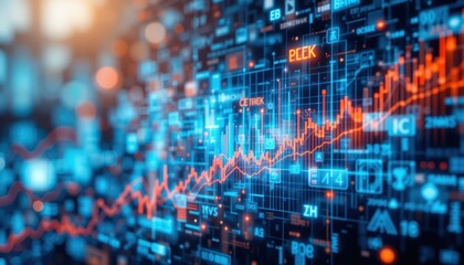 Obraz premium Digital stock market data rising, city background, finance