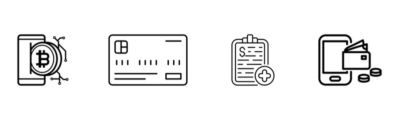 Digital Payment Systems icons set