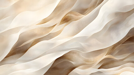 Obraz premium A refined abstract design with flowing wave textures in shades of gold, silver, and muted cream, creating a smooth and elegant look 