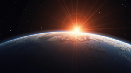 sunrise view from space, planet earth with sunrise from space