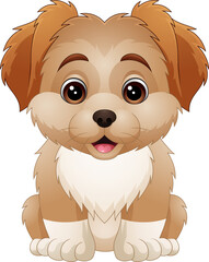 Vector cartoon happy cute little dog 