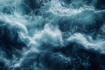 Dynamic Ocean Waves Captured in Stunning Detail and Ethereal Blue Tones : Generative AI