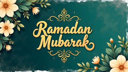 Fototapeta premium Ramadan Mubarak greeting banner and social media background design