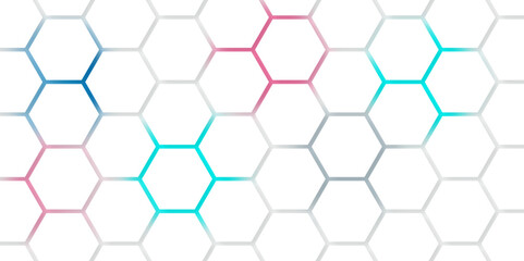 Abstract seamless honeycomb hexagon background. Geometric texture white gray pattern design.
