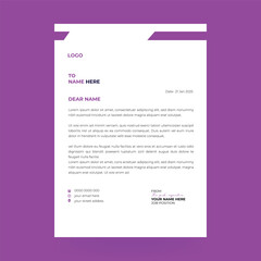 Letterhead template in Abstract style design with purple color.