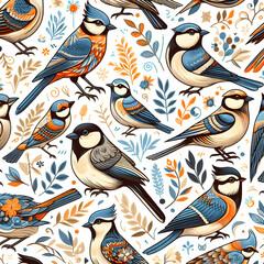 Obraz premium Seamless Birds pattern background
