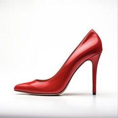 High Heel Shoe in Red. Isolated Fashion Footwear with Leather Elegance and High Heel Design