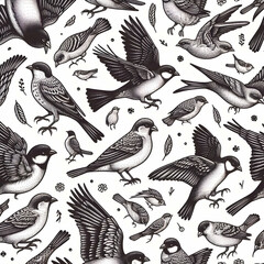Fototapeta premium Seamless Birds pattern background