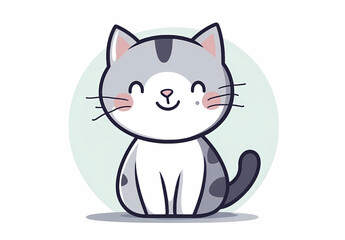 Obraz premium Cute cat simple flat icon design vector illustration on a white background