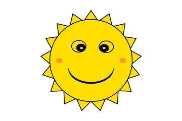 Fototapeta premium Happy sun cartoon. Smiling yellow sun icon