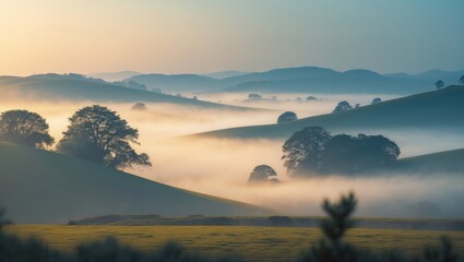 Obraz premium Morning dew on the summer hills