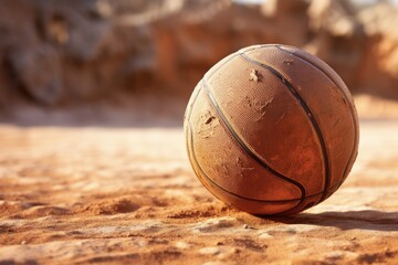 Old Basketball on a Dirty Background. Closeup of Flat Basket Ball with Worn-Out Colours. Sports Equipment for a Competition