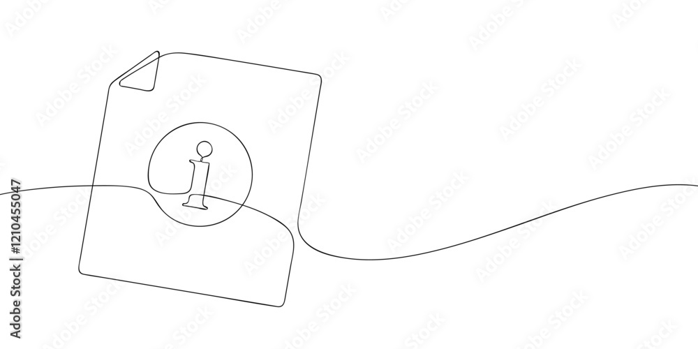 Poster a single line drawing of a information file. continuous line data symbol file icon. one line icon da