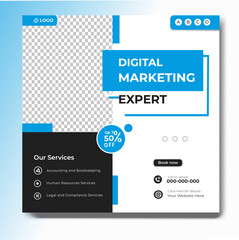 Digital marketing and corporate business service social media post banner template design