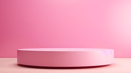 Pink Floor Design: 3D Rendering of Pedestal for Product Display on Isolated Pink Background for Commercial Advertising and Product Presentation