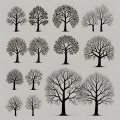 Obraz premium Set of tree design on white