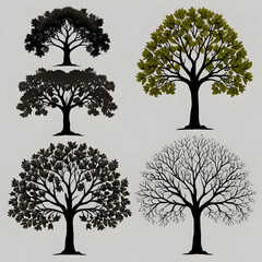 Obraz premium Set of tree design on white