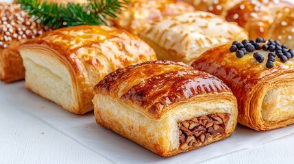 Assorted pastries, holiday baking, close-up, food photography, recipe website
