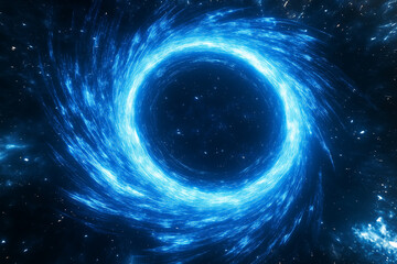 Neon blue color geometric circle on dark background