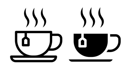 Tea Icons vectors. black solid and liner versions