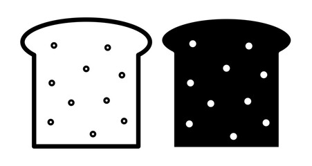 Bread slices Icons vectors. black solid and liner versions
